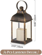 Bronze Small Lanterns with LED Candles, Set of 6 Wedding Decor - Image 3