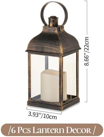 Bronze Small Lanterns with LED Candles, Set of 6 Wedding Decor - Image 3