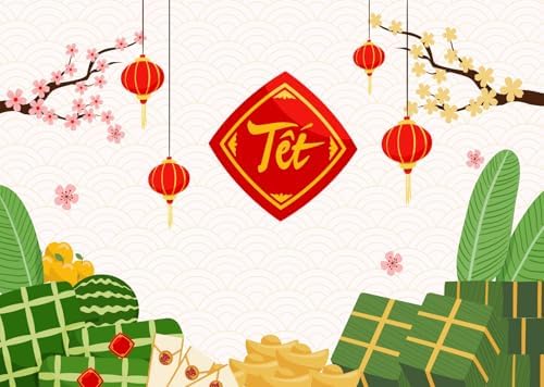 BELECO 17x10ft Fabric TET Backdrop - Happy Vietnamese New Year Backdrop with Cherry Blossoms, Lanterns & Asian Party Decorations for Photoshoot Studio Props - Image 5