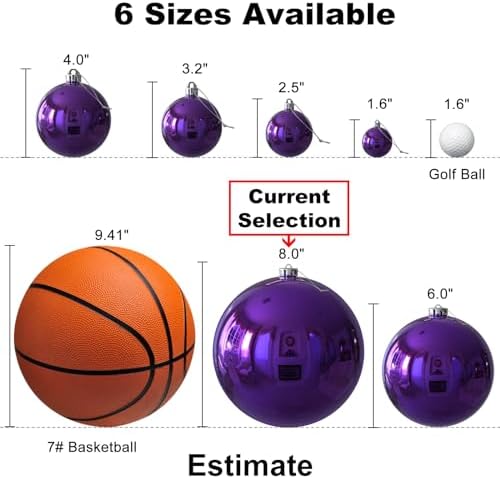 Purple 8.0" Extra Large Christmas Ornaments - Christmas Tree Decoration Balls Shatterproof Hanging Shiny Balls for Birthday Holiday Wedding Decorations Set of 2pcs - Image 6