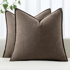 MIULEE Decorative Linen Euro Sham Pillow Covers 24x24 Inch Coffee by MIULEE