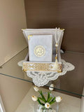 Velvet Covered Quran and Pearl Tasbih in Wooden Decorative Box | Islamic Gift Set | Muslim Eid Ramadan Gift (White) by VOGUEHOMEDECOR