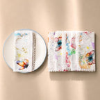 100% Cotton Printed Cloth Napkins Set of 6, 18x18 Inch Reusable Dinner Napkins, Soft Washable Table Napkins with Lace Trim for Dining & Hosting - Wing Splash - Image 3