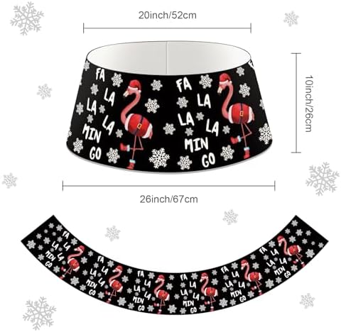 Christmas Flamingo Tree Collar with LED Light Black Tree Skirt Ring Base Cover for Christmas Trees Decoration Holiday Indoor Outdoor - Image 3