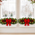 Yalikop 2 Pcs 24.5 Inch Christmas Swags with Light, Red Bow and Berry by Yalikop