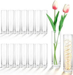 Set of 16 Glass Cylinder Bud Vases for Centerpieces, 7.5”H x 1.8”W by HWASHIN