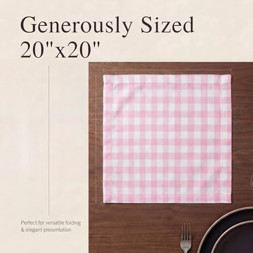 Urban Villa Cloth Napkins Cotton 12x12 (Set of 12) Pink/White - Image 6