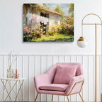 Farmhouse Laundry Room Art Print,Vintage Muted Pink Rose Garden Painting,Summer Cottage Print,Cottage Style Artwork,Laundry Hanging Poster,Farmhouse Artwork Cottage Core Decor 20x30inch Unframed - Image 3