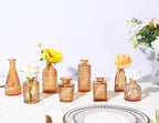 CUCUMI 12pcs Bud Vases for Centerpieces, Amber Gold Glass Vase Set - Image 6