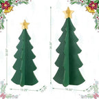 Glitzhome Set of 2 Wood Christmas Trees Porch Decor,Interlocking Xmas Porch Sign with Gold Star Toppers,Standing Porch Sign for Front Door Indoor Outdoor Holiday Decor,36" H &30" H - Image 2