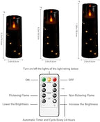 Sasigeiaa Flameless Candles with Embedded Star String - Battery Operated LED Candles, with Remote,12 Black Flickering Candles for Christmas, Weddings, Home Decor & Party,(D 2.3"×H 5" 6" 7") - Image 2