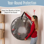 VENO 4 Pack Summer Wreath Storage Container, 36 Inch Clear Wreath Bag, Spring, Christmas Garland Decoration Organizers with Zipper and Durable Handles (Clear, 36"-4 Pack) - Image 3
