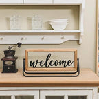 NIKKY HOME Wooden Welcome Sign, Rustic Table Signs Freestanding Word Sign - Image 5