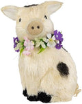 Northlight Spotted Sitting Piglet Rustic Spring Figurine - 9" - Off White and Black by Northlight