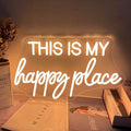 This is My Happy Place Neon Sign Warm White LED Letter Neon Light for Wall Decor Bedroom Home Bar College Dorm Game Room Decor by SHIDASIGN