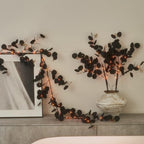 Hairui Lighted Black Eucalyptus Garland with Timer 96 LED Orange and Warm White Fairy Lights,Halloween Garland with Lights 6FT Battery Operated with 10 Functions for Fireplace Halloween Decoration - Image 5
