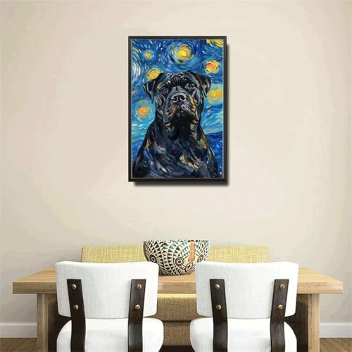 Metal Sign Vintage Tin Sign Cane Corso Starry Night Sentinel Majestic in A Night Sky for Home Courtyard and Seasonal Displays Corrosion Resistant Aluminum 8×12 Inches with Metal Frame - Image 4