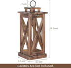 Rustic Farmhouse Wooden Candle Lantern,17'' H Lanterns Decorative Indoor&Outdoor, Patio Decor, Hanging Lantern Holder Decor for Indoor Outdoor, Home, Garden, Wedding - Image 3