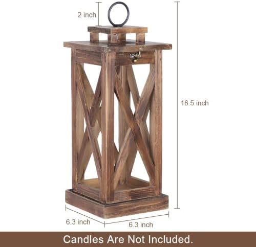 Rustic Farmhouse Wooden Candle Lantern,17'' H Lanterns Decorative Indoor&Outdoor, Patio Decor, Hanging Lantern Holder Decor for Indoor Outdoor, Home, Garden, Wedding - Image 3