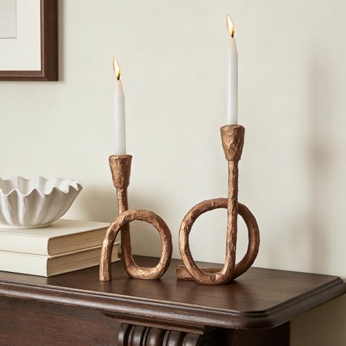 DN DECONATION Gold Twisted Candle Holders Set of 2 for Table Centerpiece - Image 2