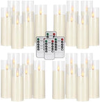24-Pack LED Flameless Candles(14/16/18cm) with 4 Timers Remote - 3D Flickering Flame, Clear, Perfect Decor for Home & Events. - Image 4