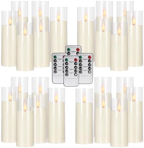 24-Pack LED Flameless Candles(14/16/18cm) with 4 Timers Remote - 3D Flickering Flame, Clear, Perfect Decor for Home & Events. - Image 4