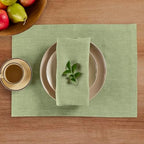 Solino Home 100% Pure Linen Placemats Olive, Athena 14 x 19 in, Set of 4 - Image 2