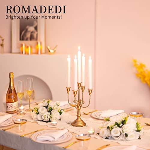 Romadedi Gold 5 Arm 11.8" Candelabra Candle Holders, Set of 6 - Image 6