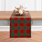 Solino Home 100% Pure Linen Table Runner, 14 x 72 in, Red and Green Check by SolinoHome