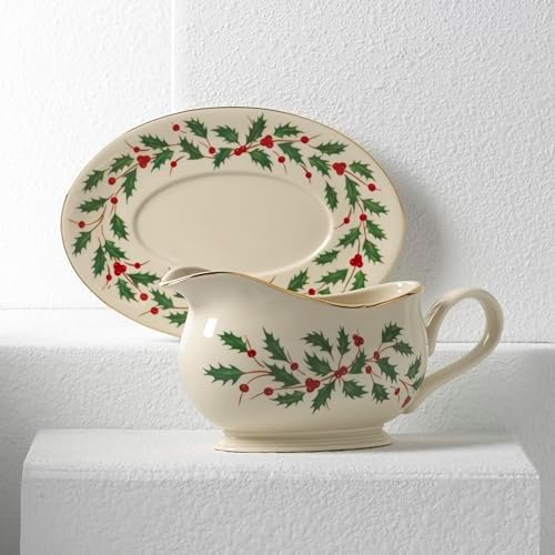 Lenox Holiday Porcelain Christmas Gravy Boat with Stand, 16oz - Image 6