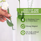 Magnetic Bud Vases Set of 6, White Aluminum Vases for Centerpieces - Image 6