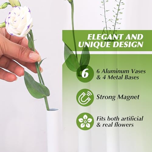Magnetic Bud Vases Set of 6, White Aluminum Vases for Centerpieces - Image 6