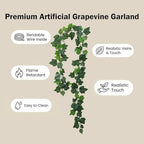 2Pcs 157"Fireproof Faux Grape Vine Garland Greenery Leaves Branches Hanging - Image 5