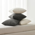 Topfinel 22x22 inches Euro Pillow Shams Set of 4 Soft Corduroy Decorative Throw Pillow Covers for Bedroom Living Room Boho Textured Striped Patchwork Couch Pillow Covers 55x55 cm Darkgrey - Image 6