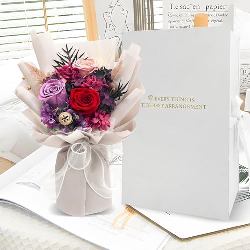 QOEAZY Flowers for Delivery, Preserved Flowers Bouquet with Gift Box, Rose Gifts for Women Mom Grandma - Image 7