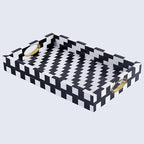 Handicrafts Home Resin Inlay White Decorative Serving Ottoman Tray, 17x11 - Image 6