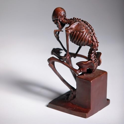 Bronze Skeleton Thinker Sculpture, Halloween Skull Art Decoration, Abstract Home Decor Statue Skeleton Thinker Bronze Statues Sculptures Home Decor Skeleton Decor Grim Reaper - Image 5