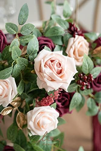 Ling's moment 2 Pack Burgundy Floral Garland Wedding Arch Flowers - Image 3