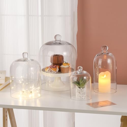 Handmade Glass Cloche, Thick & Sturdy, Dia 6"xH 12", For Terrarium, Plants, Trinkets, Cakes, Figurines, LED Light String, Candle. Cloche Glass Dome, Bell Jar Display Case (1, 6"x12") - Image 5