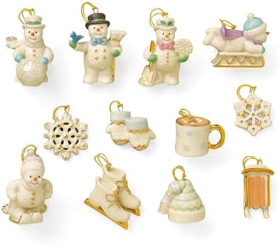 Lenox Snow Pals 12-Piece Christmas Snowman Hanging Ornament Set by Lenox