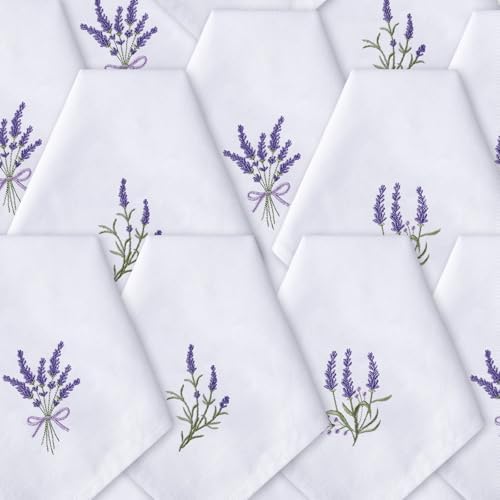 HunnmingRe 12 Pcs Spring Floral Cloth Napkins 100% Cotton, 17x17inch - Image 6