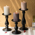Matte Black Pillar Candle Holders Set of 3-10", 8", 6”H Candlestick Candle Holders Stand, Home Coffee Table Decor Decorations Centerpiece for Dining/Living Room by Xindian