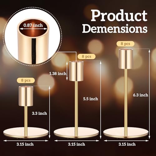 Sieral Candle Holders Bulk Taper Candlesticks Holders Set Modern Decorative Metal Candelabras for Wedding Anniversary Home Dinning Table Centerpiece Xmas Party Decor(Gold,24 Pcs) - Image 2