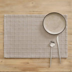 ZeeMart Artisanal Grid Decorative Linen Placemats Set of 6, Oatmeal by ZEEMARTONLINE