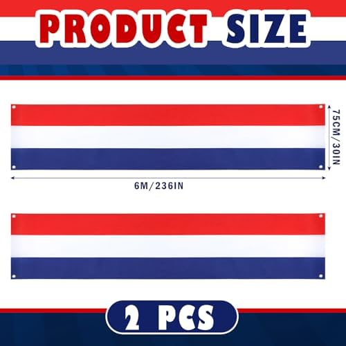 Tegeme 2 Pack 20 Ft X 1.6 Ft Lighted American Flag Bunting Stripes - Image 2