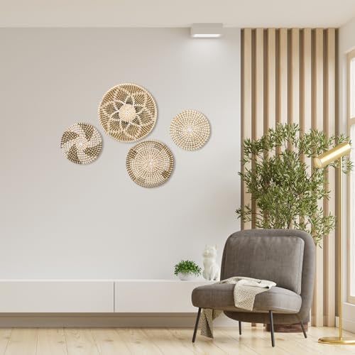 uxcell 4pcs Bohemian Wall Basket Decor Set Hanging Woven Wall Basket - Image 6