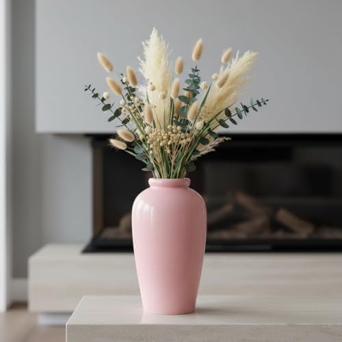 Ceramic Flower Vase - 11 Inch Large Pink Cute Vase for Centerpieces, Modern Decorative Vase for Living Room, Table, Kitchen, Shelf, Entryway, Bedroom, Mantel Decor - Image 4