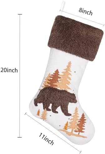 LUBOT 6 Pack Christmas Stockings 20" Set of 6 3D Towel Embroidery Sequin Mix Large Family Xmas Stocking Set Gifts Rustic Farmhouse Stocking Fireplace Hanging Holiday Decor - Image 5