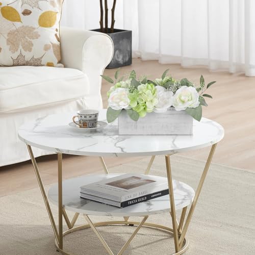 DILATATA Flower Arrangement with Wooden Vase 10" Artificial Flowers in Pot - Fake Flowers in White Rectangular Wooden Vase Potted Faux Flower Centerpieces for Table Decor Living Room - White - Image 6