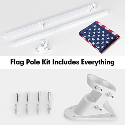 American Flag with Pole for House, 5FT Flag Pole Kit with us flag 3x5 heavy duty outdoor indestructible, Tangle Free Flag Pole with Bracket for Residential, Commercial, Outdoors Garden, White - Image 2